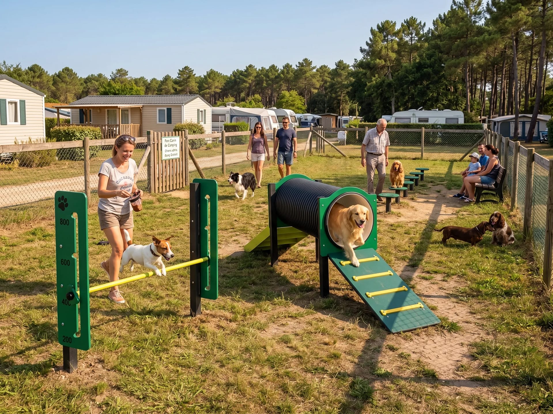 parcours d'agility dans un camping français