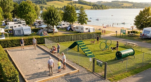 freetness agility camping_10 espace agility dans un camping au bord d'un lac