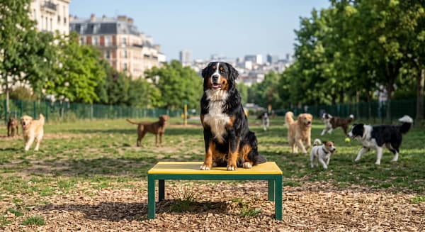 table freetness agility_7 bouvier bernois sur table agility dans un parc français
