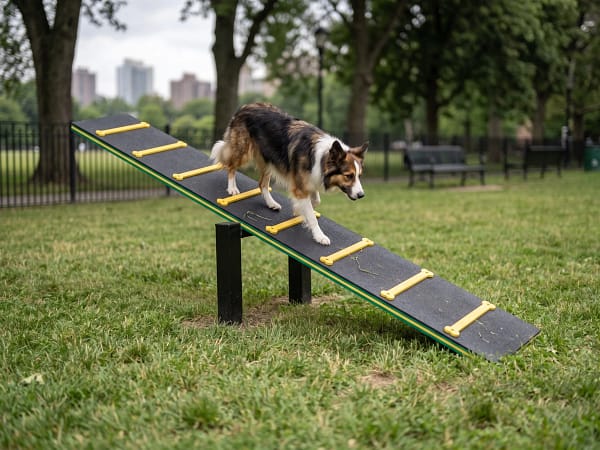 bascule freetness agility 2 border collie sur bascule d'agility pour travail de l'équilibre et contrôle du chien